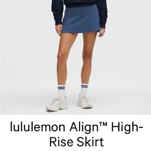 Lululemon Align High Rise Blue Twill Skirt w/lining and pockets - 13 inch